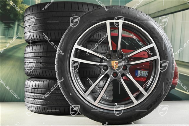 21-inch Cayenne Turbo summer wheel set, rims 9,5J x 21 ET46 + 11,0J x 21 ET49 + Pirelli P Zero summer tyres 285/40 R21 + 315/35 R21