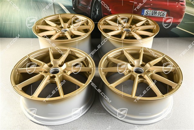 20" "Spyder" / "718 Sport" Felgen Satz, Felgen 8,5J x 20 ET57 + 10,5J x 20 ET47, Aurum Seidenmatt