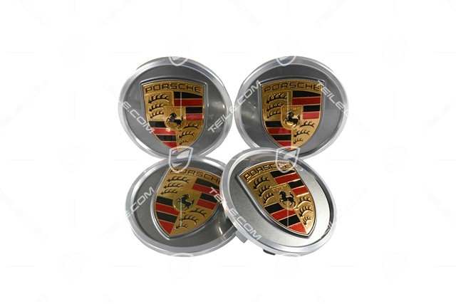 Radzierdeckel Satz, Wappen farbig, Platinsilber / silber