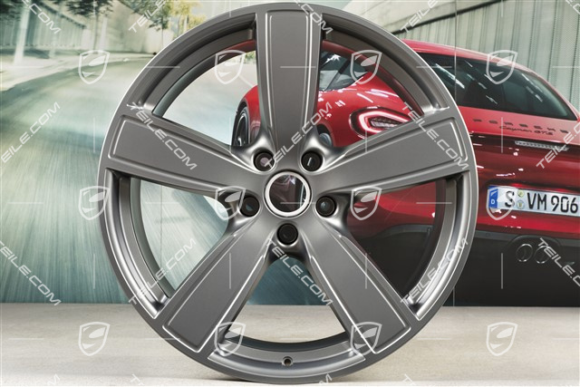 22" Komplet felg Cayenne Sport Classic, 10J x 22 ET48 + 11,5J x 22 ET61, Platinum półmat satyna