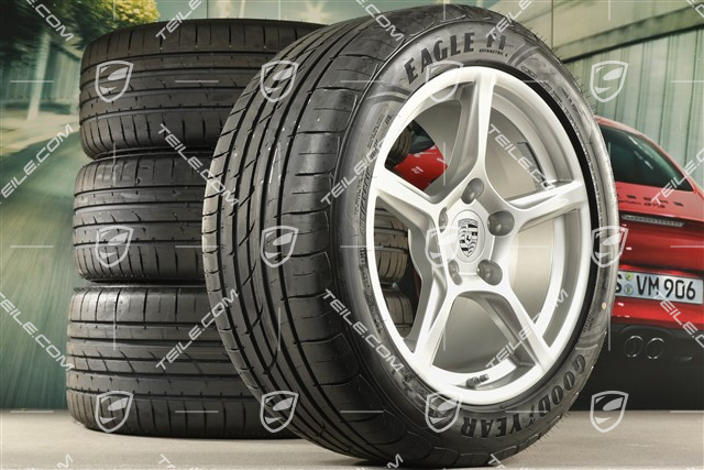 18" Boxster IV koła letnie, komplet, felgi 8J x 18 ET57 + 9,5J x 18 ET49, opony letnie Good Year  Eagle F1 235/45 R18 + 265/45 R18