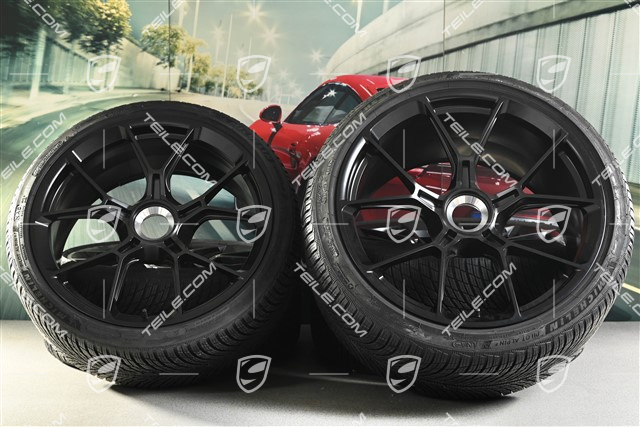20"+21" koła zimowe GT3 / GT3RS, komplet, felgi montowane centralnie 9J x 20 ET43 + 11,5J x 21 ET46 + opony zimowe Michelin Pilot Alpin 5 245/35 R20 + 305/30 R21, czarny satynowy mat