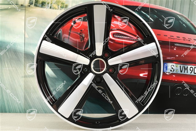22" Komplet felg Cayenne Coupe Exclusive Design Sport, 10J x 22 ET48 +11,5J x 22 ET52, czarny wysoki połysk