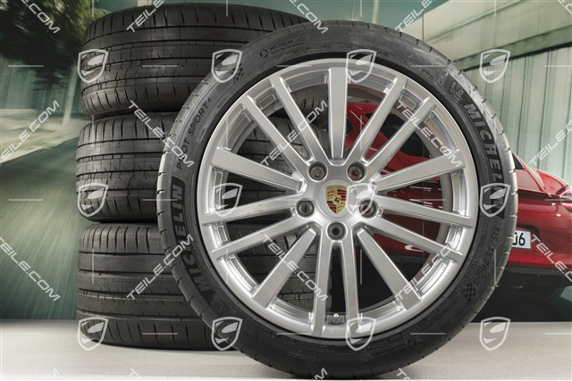 20" Panamera Design Sommerräder, Felgen 9,5J x 20 ET71 + 11,5J x 20 ET68 + Michelin Sommerreifen 275/40 ZR20 + 315/35 ZR20, mit RDK-Sensoren