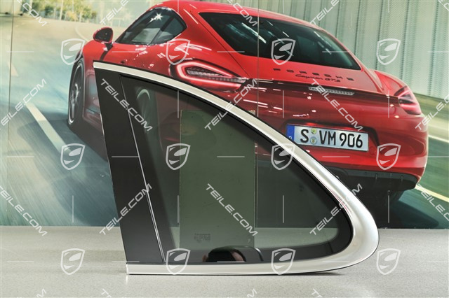 Side window with moulding, aluminium package Chrom look, Dark tinted, L