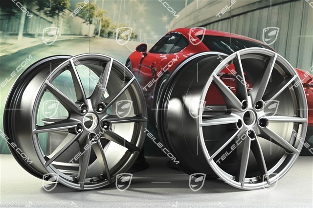 20"+21" Felgensatz Carrera S, Felgen 8,5J x 20 ET53 + 11J x 21 ET66, platinum-seidenmatt