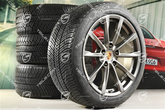 19-inch Boxster S winter wheels set, rims 8J x 19 ET57 + 10J x 19 ET45 + NEW Michelin Pilot Alpin 4 winter tires 235/40 R19 +265/40 R19, Platinum satin mat