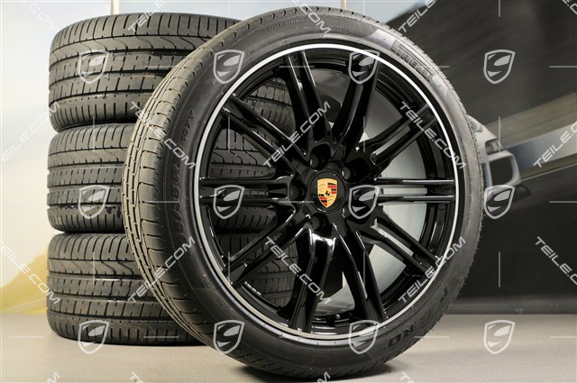 21" Sport Edition Sommerräder Satz, Schwarz hochglanz, 4x Felgen 10J x 21 ET 50 + 4x Reifen 295/35 R 21 107Y XL, ohne RDK