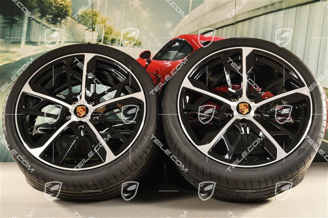 21" Cross Turismo Design summer wheel set, rims 9,5J x 21 ET60 + 11,5J x 21 ET66 + NEW Goodyear summer tyres 265/35 R21 + 305/30 R21, black high gloss + glossy surface