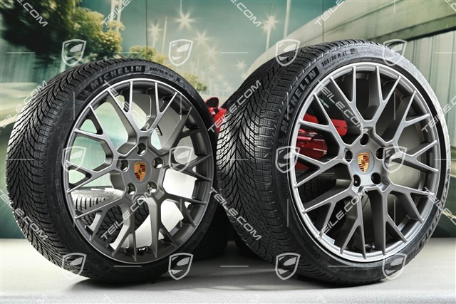 20"+21" RS Spyder Design winter wheel set, wheel rims 8,5J x 20 ET50 + 11J x 21 ET82 + Michelin winter tyres 245/35 R20 + 305/30 R21, with TPMS, Darksilver