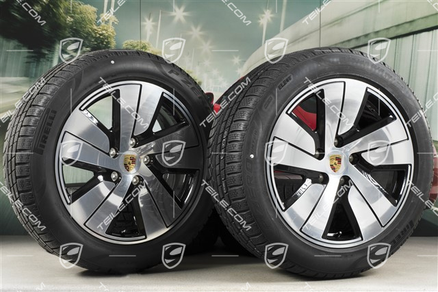 19" koła zimowe Taycan S, komplet, felgi 8J x 19 ET50 + 10J x 19 ET47 + NOWE opony zimowe Pirelli 225/55 R19 + 275/45 R19