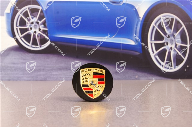 Radzierdeckel Satz, Schwarz Hochglanz, Wappen farbig, für 21-Zoll Sport Classic Felgen
