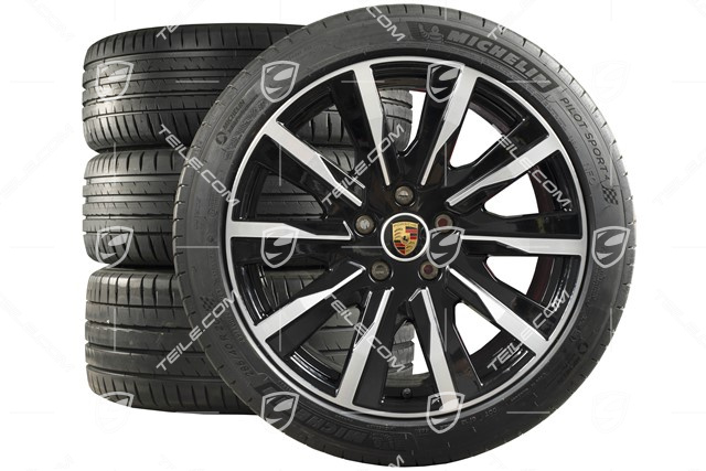 20-inch Tequipment Design summer wheel set, rims 9J x 20 ET54 + 11J x 20 ET60, Michelin summer tyres 245/45 R20 + 285/40 R20, black high gloss
