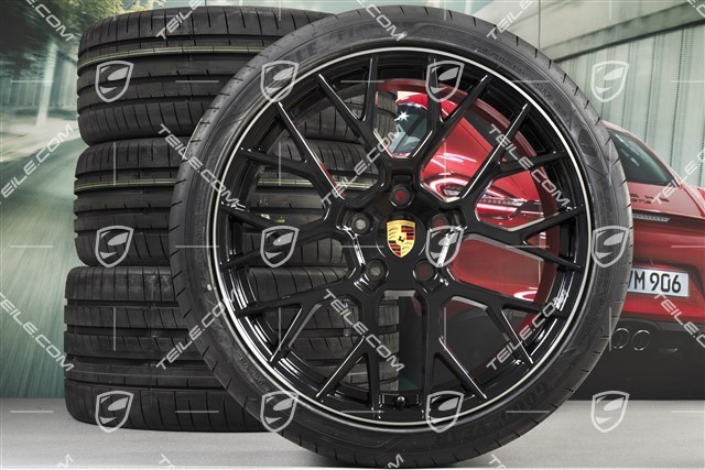 20+21-inch summer wheel set RS Spyder Design, rims 8,5J x 20 ET53 + 11,5J x 21 ET67 + NEW summer tyres 245/35 R20 + 305/30 R21, with TPM, black high gloss