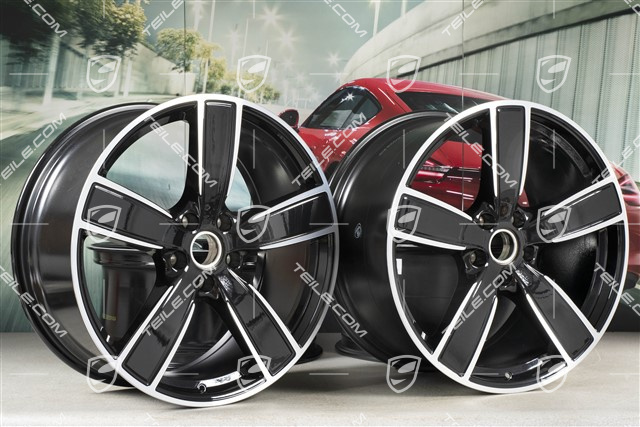 22" Komplet felg Cayenne Sport Classic, 10J x 22 ET48 + 11,5J x 22 ET61, czarny perłowy metalik / Jet Black Metallic