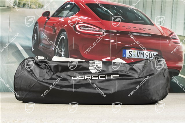 Abdeckhülle, Innen, farbig Porsche Wappen und Schwarzes Schriftzug
