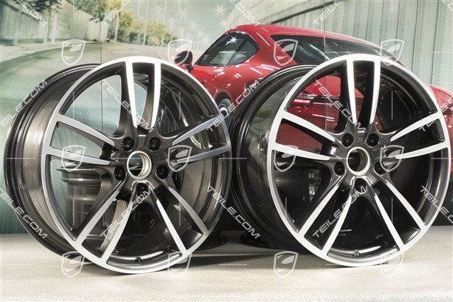 20-inch Cayenne Sport wheel rim set, 10,5J x 20 ET55 + 9J x 20 ET50, Titanium