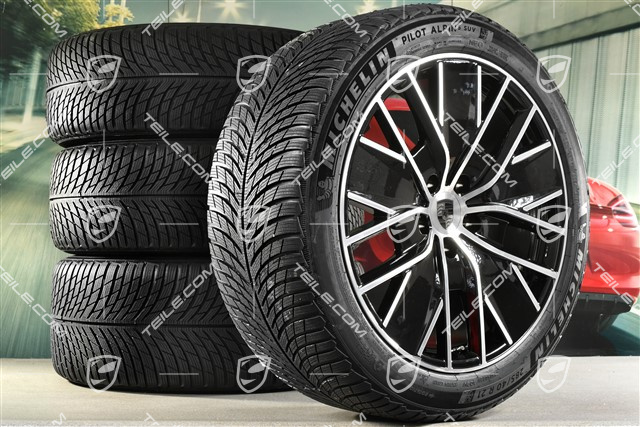 21-inch Macan Design winter wheel set, rims 8,5J x 21 ET27 + 10,5J x 21 ET47 + NEW Michelin Pilot Alpin 5 SUV winter tyres 255/45 R21 + 285/40 R21, black high gloss