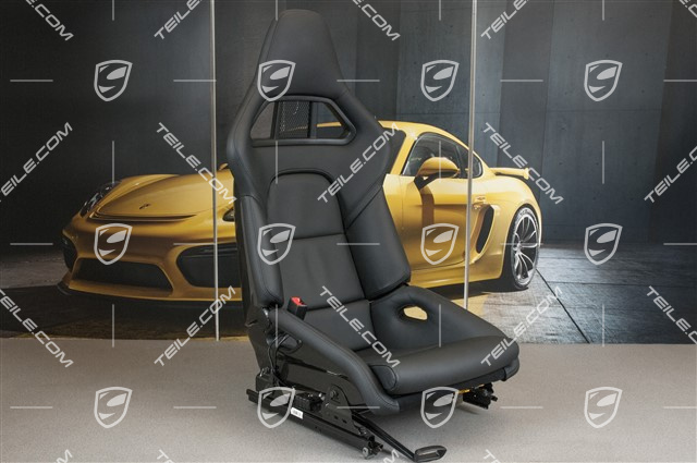 Sportschalensitz, klappbar, Leder, Schwarz, L