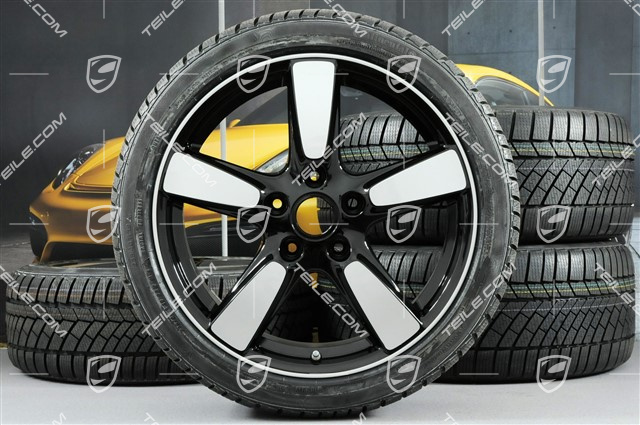 19" winter wheel set Cayman S, 8J x 19 ET57 + 9,5J x 19 ET45, winter tyres Continental WinterContact TS 830P 235/40 R19 + 265/40 R19, without TPMS, SportClassic Exclusive Design