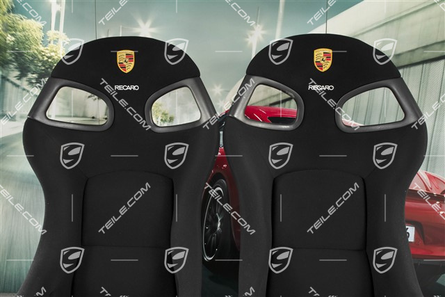 Fotele kubełkowe, czarny welur, z herbem Porsche, L+R