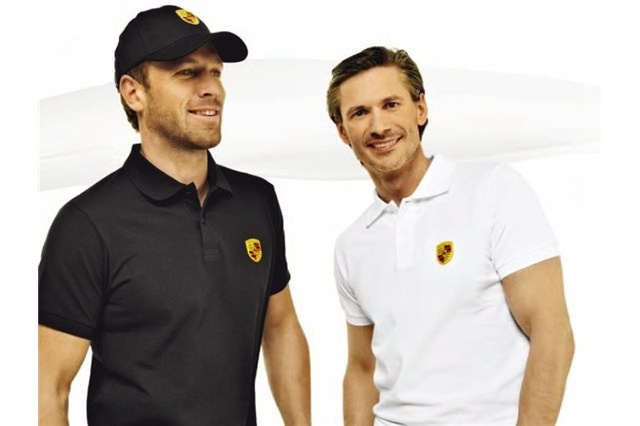 Koszulka polo Essential, herb Porsche, biała - L 50/52