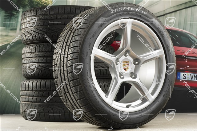 18" Boxster Winterräder Satz, Felgen 8J x 18 ET57 + 9,5J x 18 ET49, Pirelli Sottozero II Winterreifen, DOT/Bj. 2017, Reifenprofil 6mm, mit RDK-Sensoren