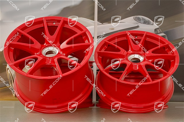 19" Komplet felg GT3 II RS 4.0 / GT2 RS, Czerwień Indyjska, przód  9J x 19 ET47+ tył 12J x 19 ET48