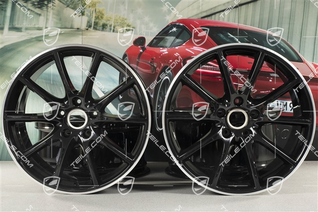 20-inch Cayenne COUPE Design wheel rim set, 10,5J x 20 ET55 + 9J x 20 ET50, black high gloss