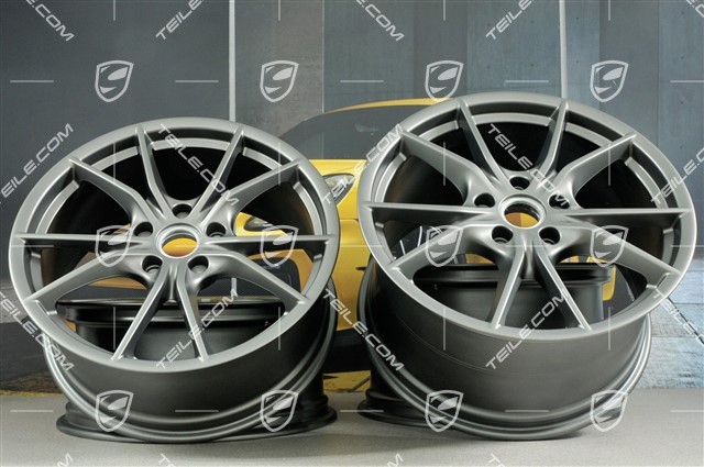 20" Carrera S III wheel rim set, 8,5J x 20 ET51 + 11J x 20 ET52, platinum satin matt