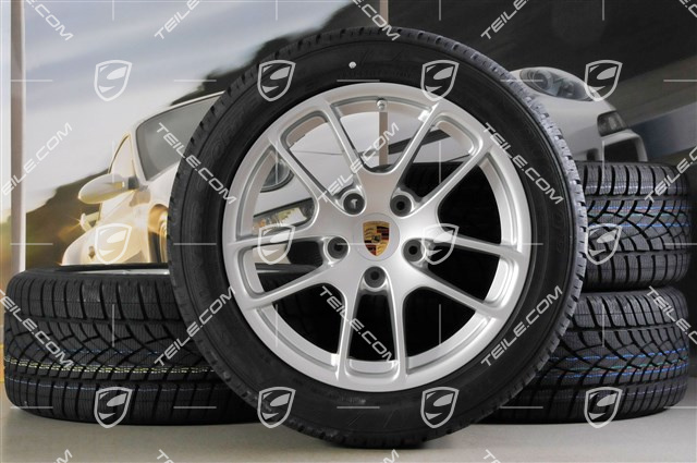 18" Cayman winter wheel set, 8J x 18 ET57 + 9J x 18 ET47 + winter tyres Dunlop SP Winter Sport 3D 235/45 R18 + 265/45 R18, without TPMS.