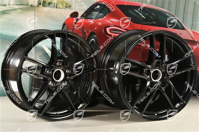 19-inch Panamera Turbo II wheel set, 10J x 19 ET61 + 9J x 19 ET60,  black high gloss