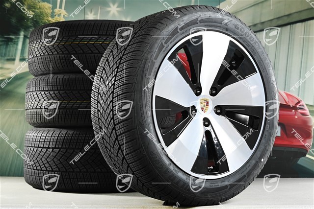 20-inch Macan winter wheel set, rims 7,5J x 20 ET32 + 10J x 20 ET49 + Goodyear winter tyres 235/55 R20 + 285/45 R20, black high gloss
