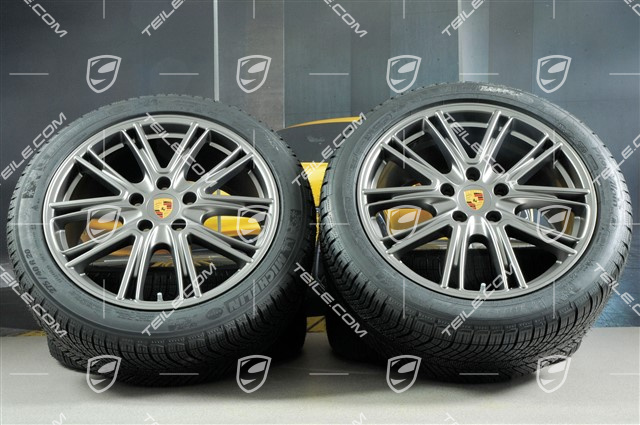 20-inch winter wheels set "Exclusive Design", rims 9,5 J x 20 ET71 + 10,5 J x 20 ET71 + NEW Michelin Pilot Alpin 4 winter tires 275/40 R20 + 315/35 R20, Platinum (satin)