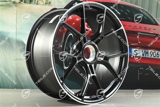 Felga GT3 20", 9,5J x 20 ET46, czarny satynowy półmat + biały rant felgi