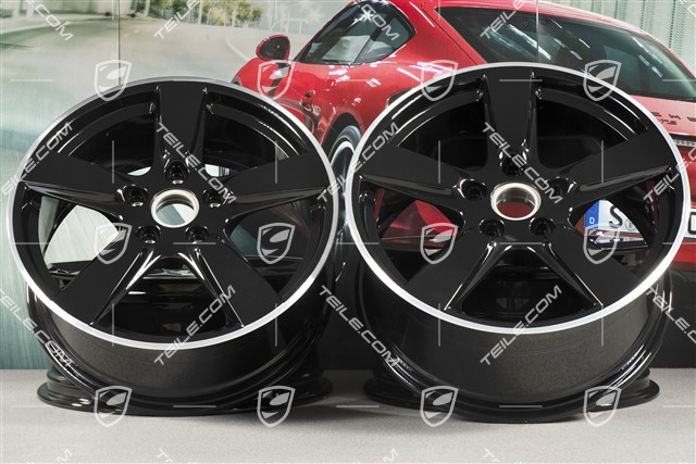 19" Cayman S Felgensatz, 8J x 19 x ET 57 + 9,5J x 19 x ET 45, Felgenstern in Schwarz