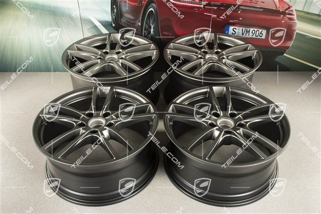 20-inch Cayenne Sport COUPE Design wheel rim set, 10,5J x 20 ET55 + 9J x 20 ET50, Platinum satin-mat