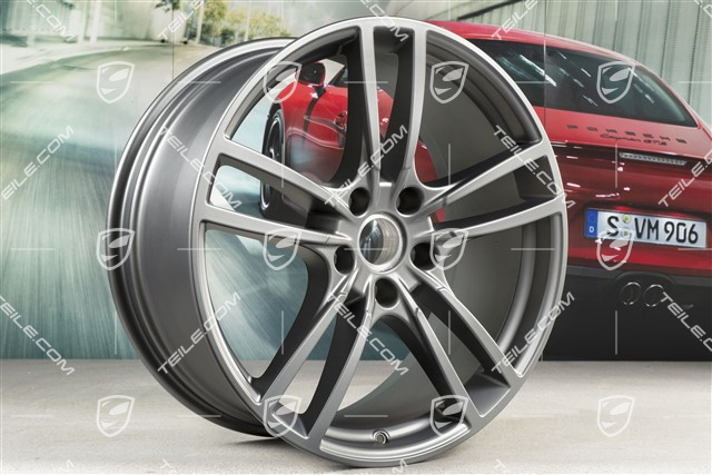 21" Komplet felg Cayenne Turbo, 11J x 21 ET58 + 9,5J x 21 ET46, Platinum półmat satyna