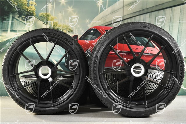 20"+21" Carrera GTS winter wheel set, with central locking, wheel rims 8,5J x 20 ET50 + 11J x 21 ET82 + Michelin winter tyres 245/35 R20 + 305/30 R21, with TPMS, black satin matt