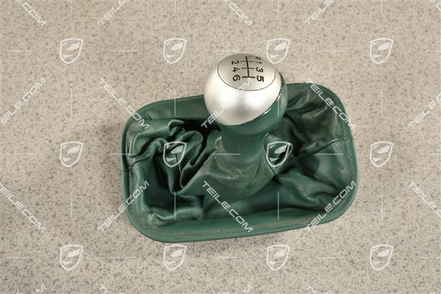 Carrera S, Shift lever / gear shift knob, Nephrite green leather gaiter / sleeve
