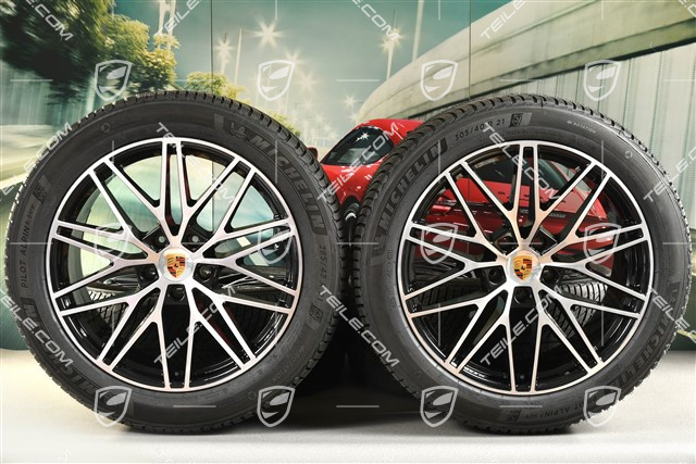 21-inch Cayenne COUPE "RS Spyder Design" winter wheel set, rims 9,5J x 21 ET46 + 11,0J x 21 ET49 + NEW Michelin Pilot Alpin 5 SUV winter tyres 285/45 R21 + 305/40 R21, with TPMS, black high gloss