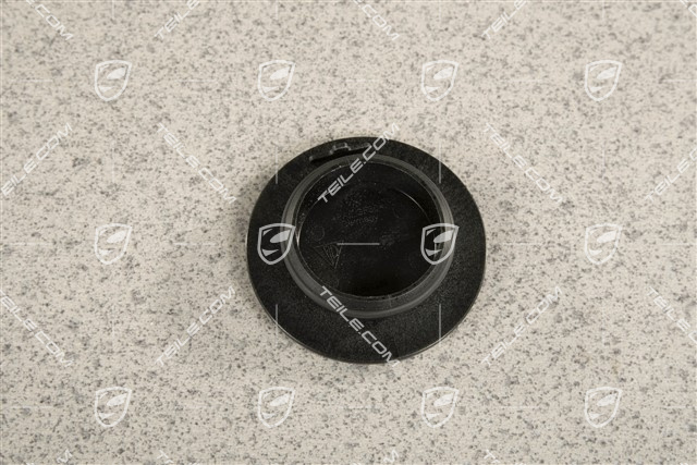 Zierdeckel für Zentralverschluss, Turbo, farbiges Porsche Wappen, schwarz seidenmatt