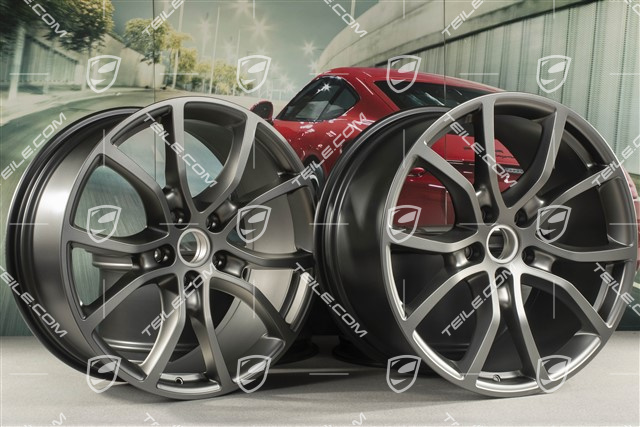 21" Felgensatz Cayenne Exclusive Design, 11J x 21 ET49 + 9,5J x 21 ET46, für den Cayenne Coupé, Platinum Seidenmatt