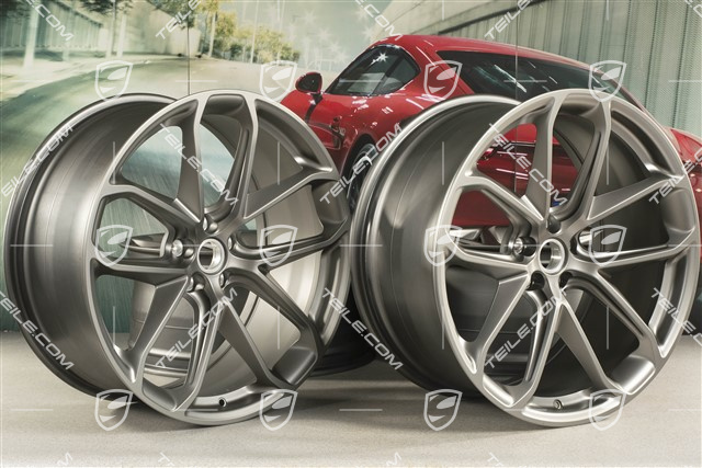 21" GT Design Felgensatz, 9,5J x 21 ET27 + 10J x 21 ET19, Platinum-Seidenmatt