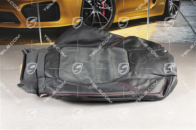 Lehnenbezug, Leder / Alcantara, Schwarz / Karminrot, GTS, L