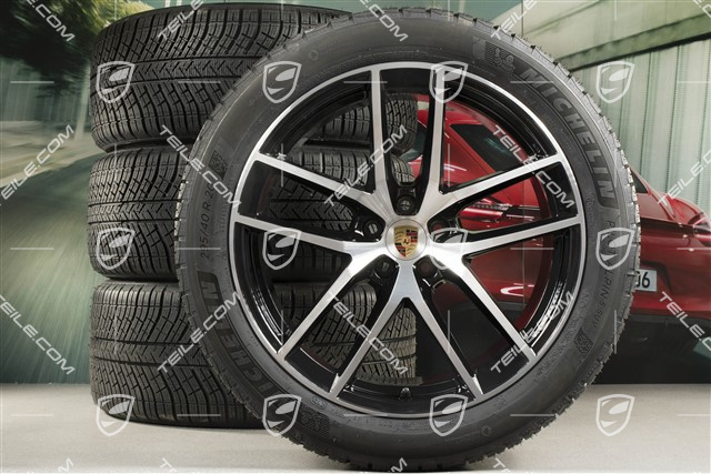 20" "Macan S" Winterräder Satz, Felgen 9J x 20 ET26 + 10J x 20 ET19 + NEUE Michelin Winterreifen 265/45 R 20 + 295/40 R 20, schwarz hochglanz, mit RDK-Sensoren