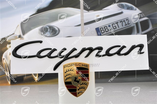 "Cayman" Schriftzug, lackiert, schwarz (Cayman R) "Cayman" Schriftzug, lackiert, schwarz (Cayman R)
