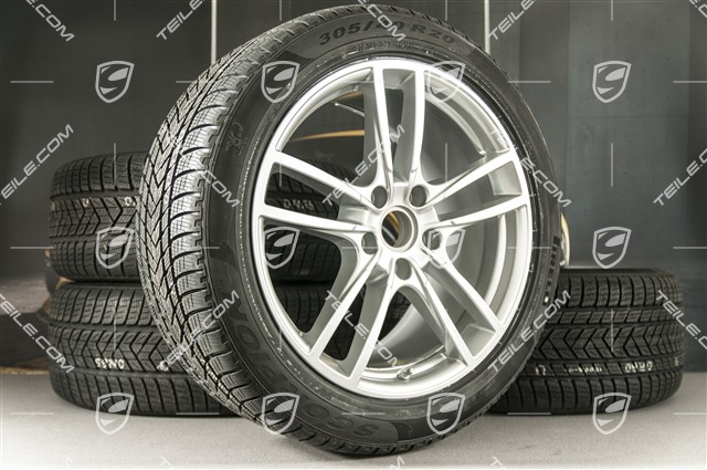 20" koła zimowe Cayenne Sport, komplet, felgi 9J x 20 ET50 + 10,5J x 20 ET64 + opony zimowe Pirelli 275/45 R20 + 305/40 R20, z czujnikami ciśnienia