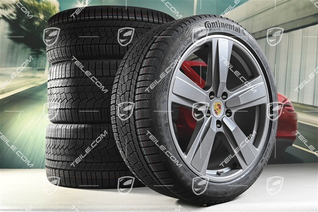 22" Winterräder Cayenne Exclusive Design Sport, Felgen 10J x 22 ET48 +11,5J x 22 ET52 + Continental Winterreifen 285/40 R22 + 315/35 R22, Vesuvgrau