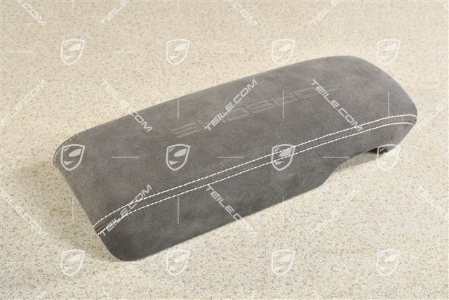Armrest / tunnel, trim cover, Alcantara with embossed "PORSCHE" logo, Black
